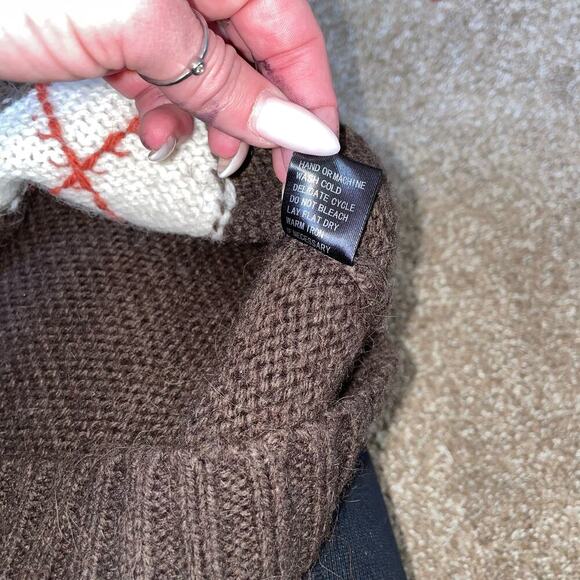 IB Diffusion sweater argyle chocolate brown/orange pull over long sleeve SZ XL - Picture 5 of 7